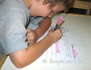 1 Timothy 4:12 Jonathan Working on His Copywork