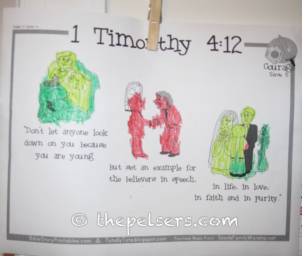 1 Timothy 4:12 Coloring Sheet - The Pelsers