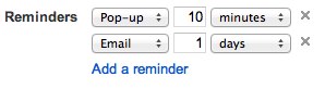 Google Calendar Reminders