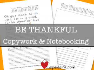 Be Thankful Copywork and Notebooking