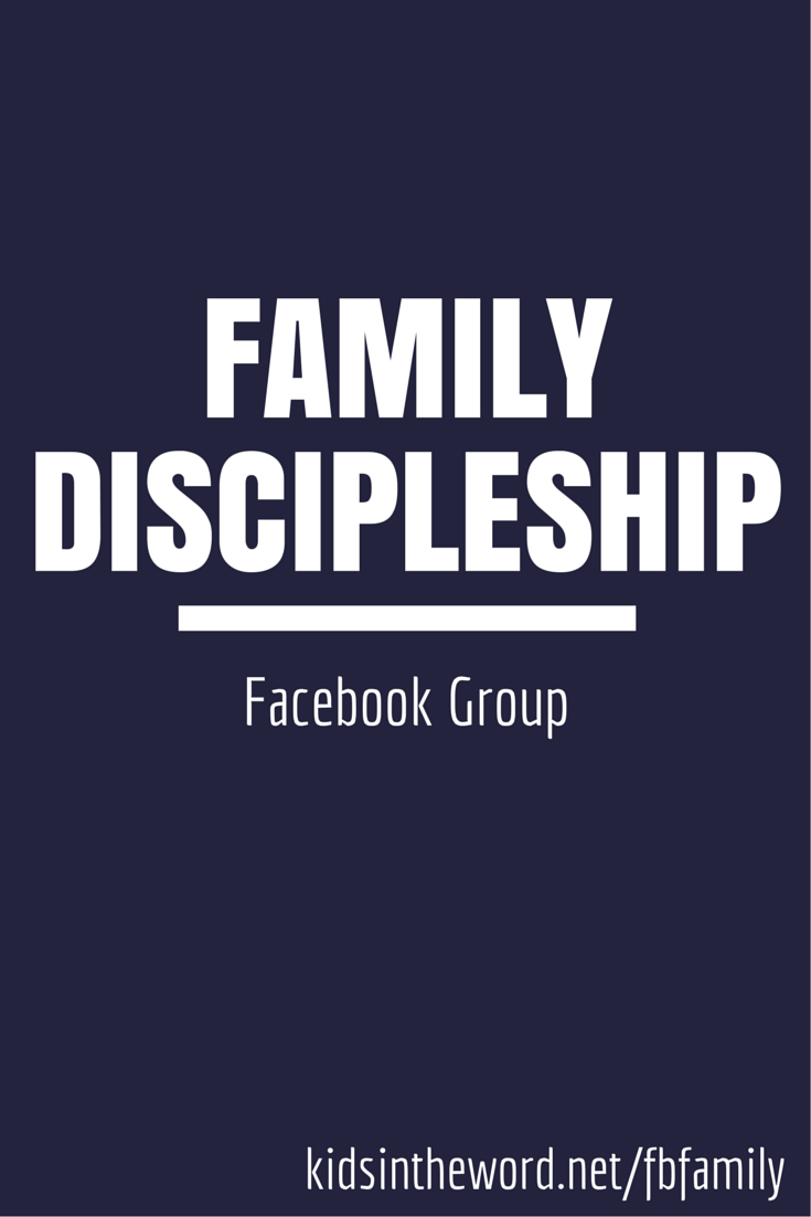 Join us on Facebook to talk about family discipleship. Questions., advice, and support for parents.