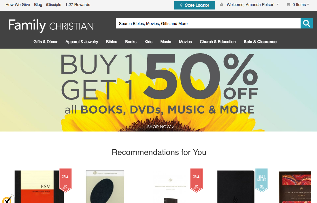Shopping at Family Christian Online